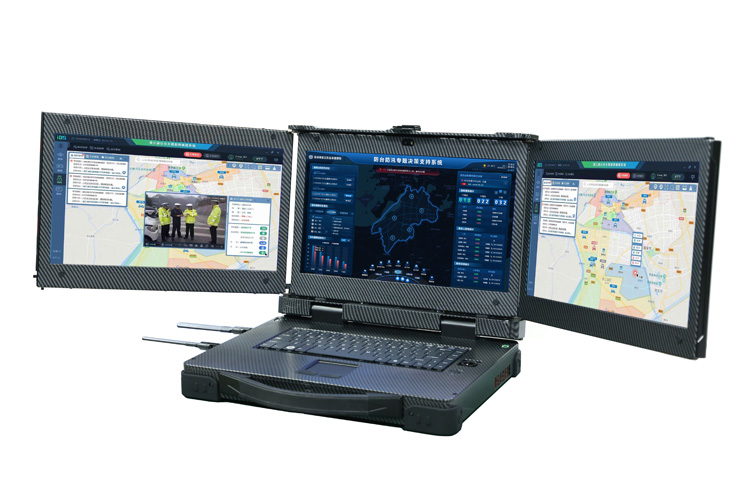 rugged laptop with three screen touch panel pc industrial panel pc for military or emergency command solutions