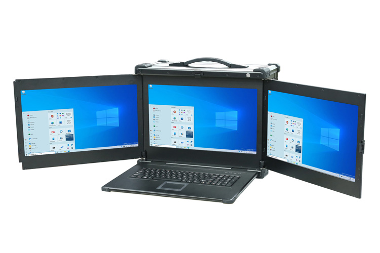 rugged laptop with three screen touch panel pc industrial panel pc for military or emergency command solutions