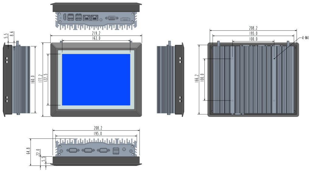 8 inch 10 inch industrial panel pc
