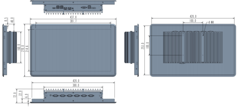 10 12 15 17 19 inch rs485/rs232 j6412 i3 i5 embedd touch panel pc