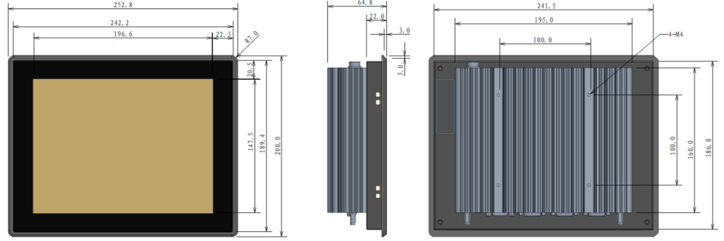 10inch fanless industrial pc m.2 sata