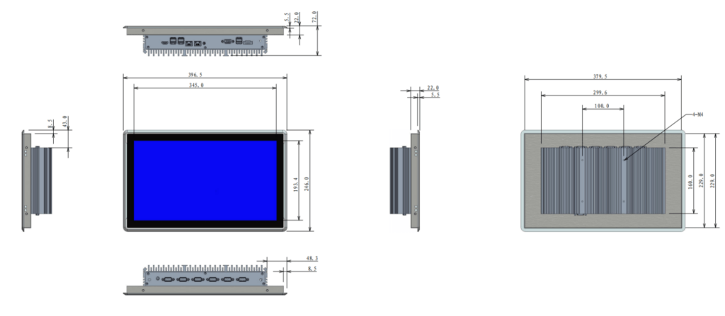 ip65 waterproof industrial pc 12.1 inch 15.6inch fanless embedded touch panel pc 