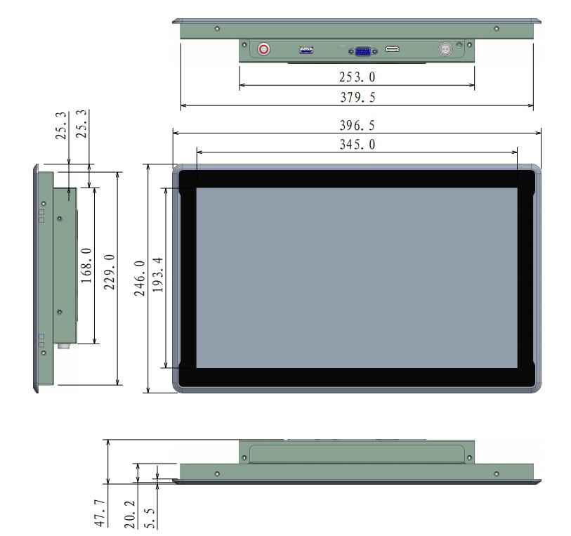 15inch 15.6inch industrial monitor