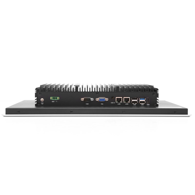 UTC-S2162C panel PC — Four serial channels and two LAN ports behind one panel