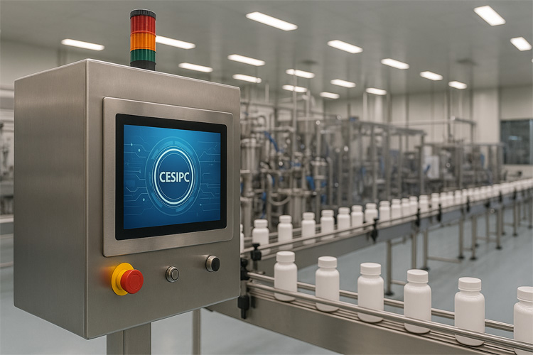 CESIPC industrial panel PC in a cabinet-mount installation, view 3