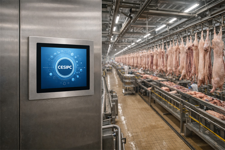 CESIPC industrial panel PC in a cabinet-mount installation